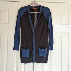 KIRNA ZABETE At TARGET LONG BUTTON FRONT CARDIGAN BLACK & NAVY SIZE XS